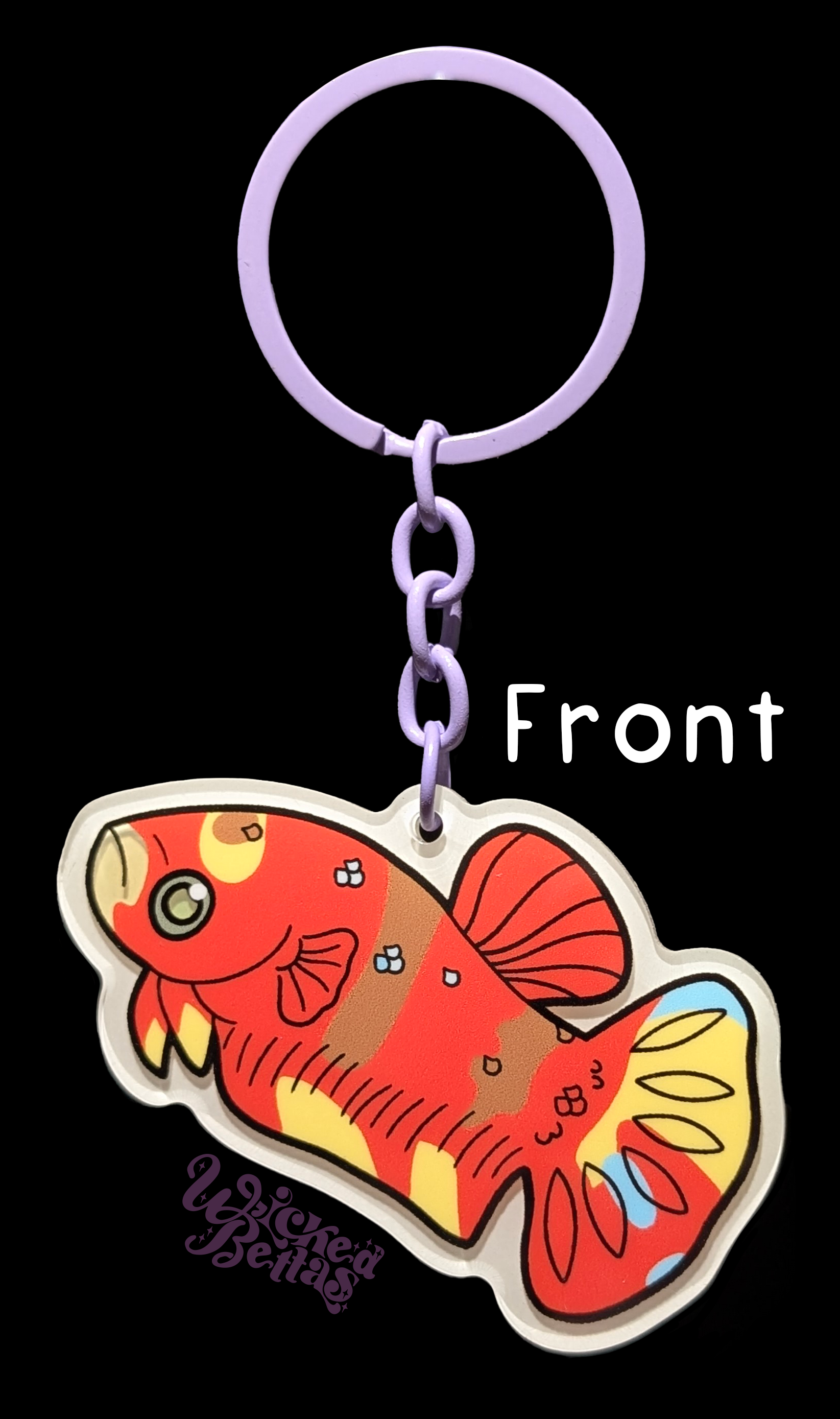 Glow-in-the-dark female betta fish keychain