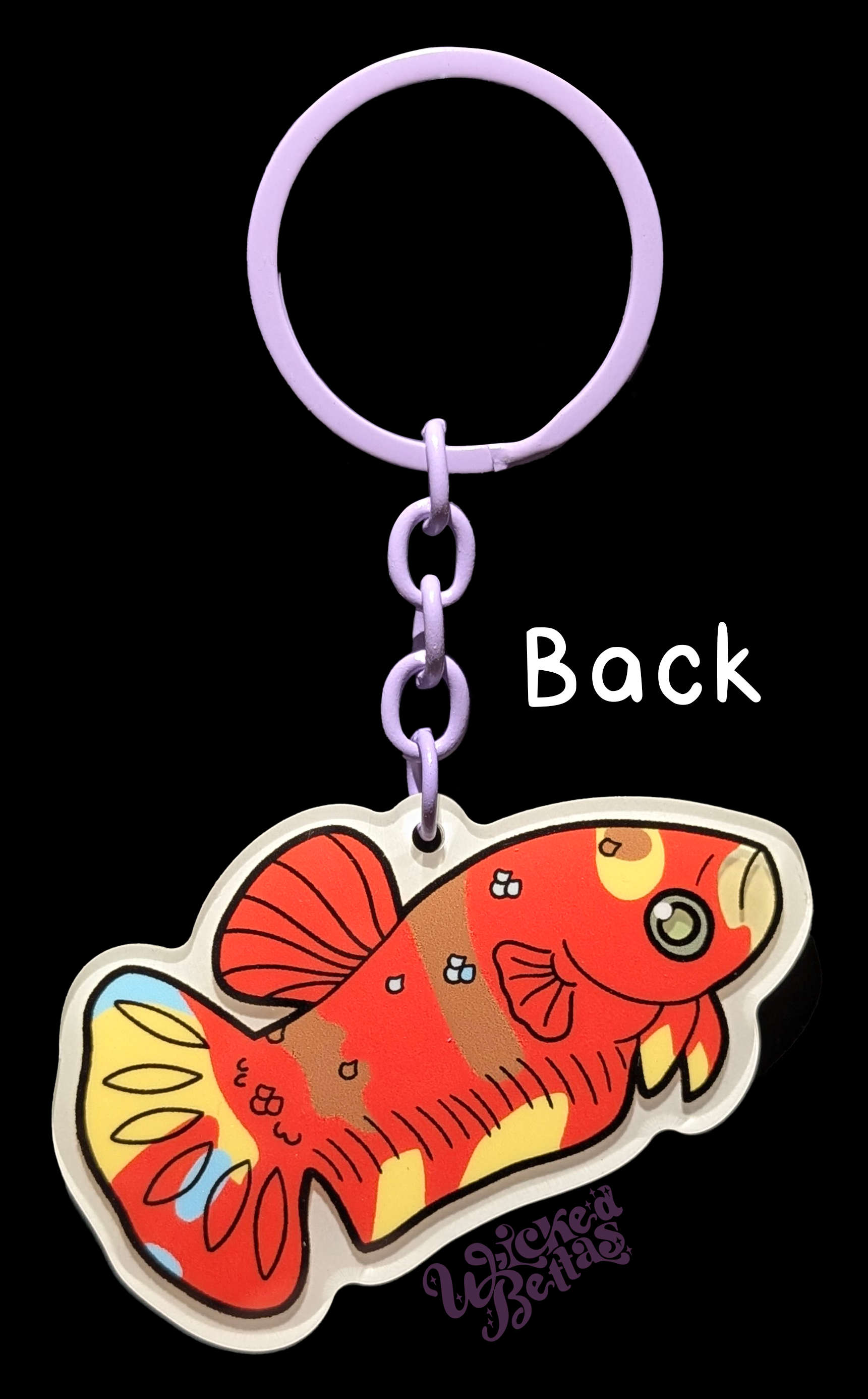 Glow-in-the-dark female betta fish keychain