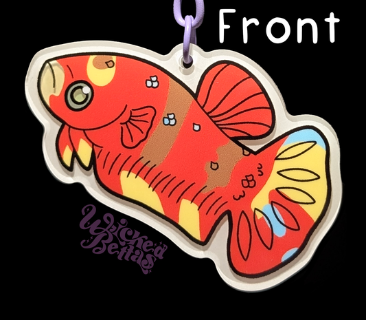 Glow-in-the-dark female betta fish keychain